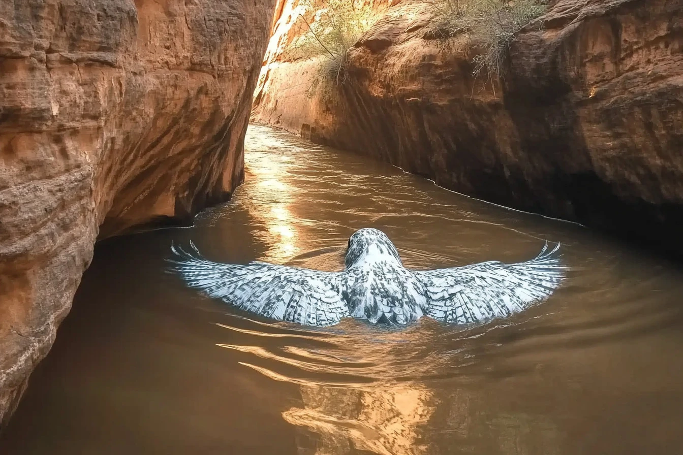 A swimming owl