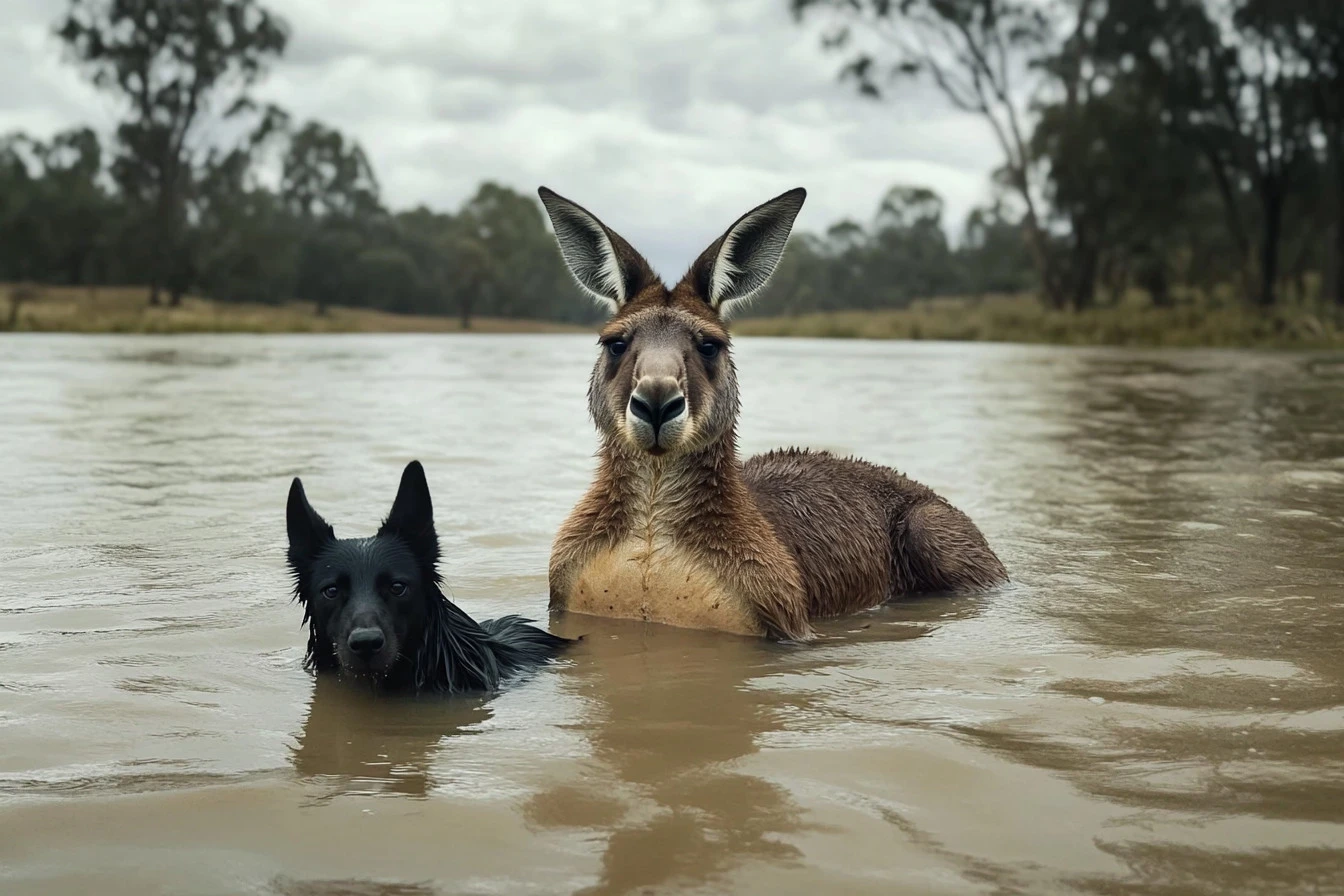 Man rescues dog from kangaroo