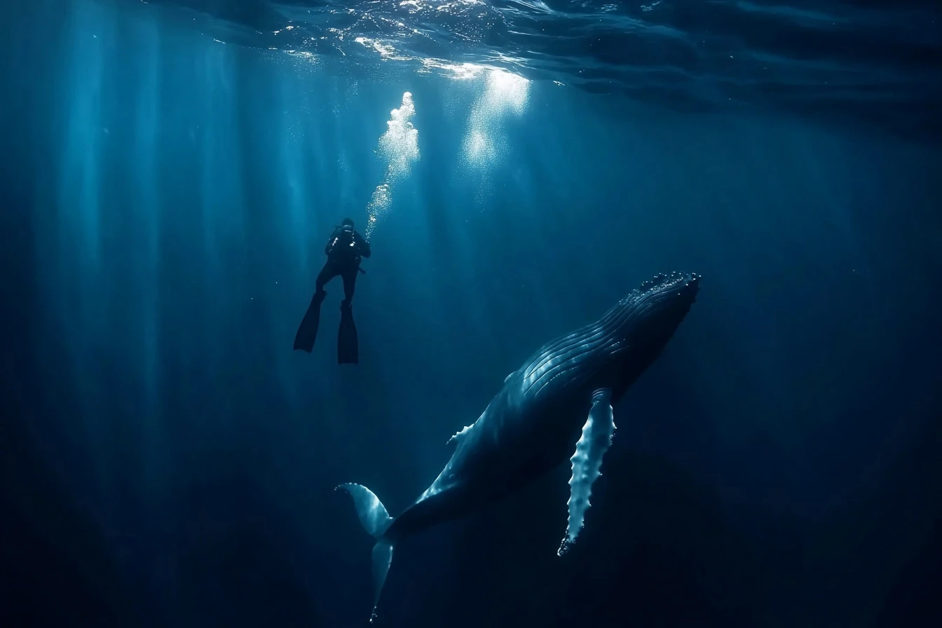 Swimming with a Baby Humpback Whale