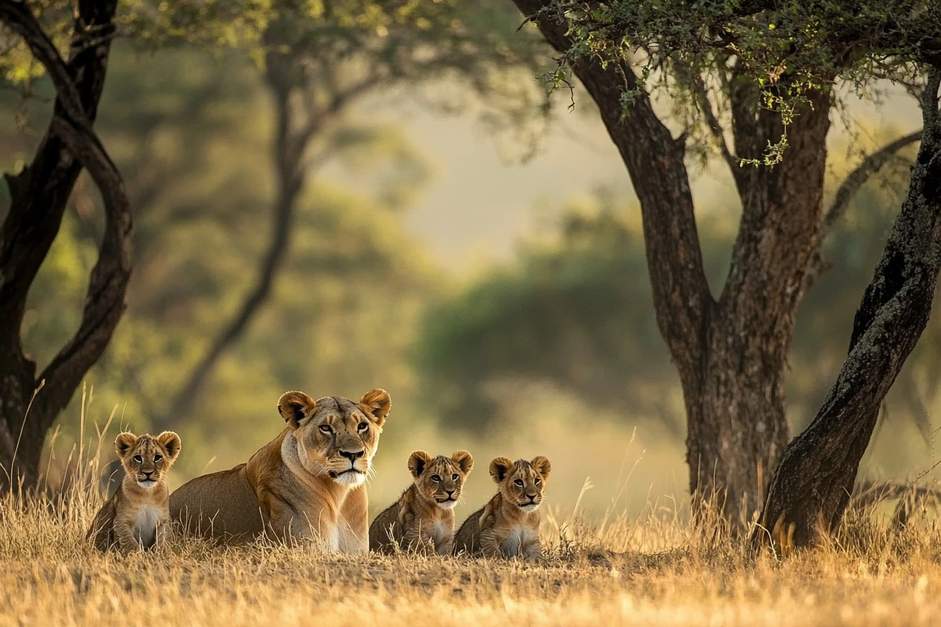 lioness and her cubs​