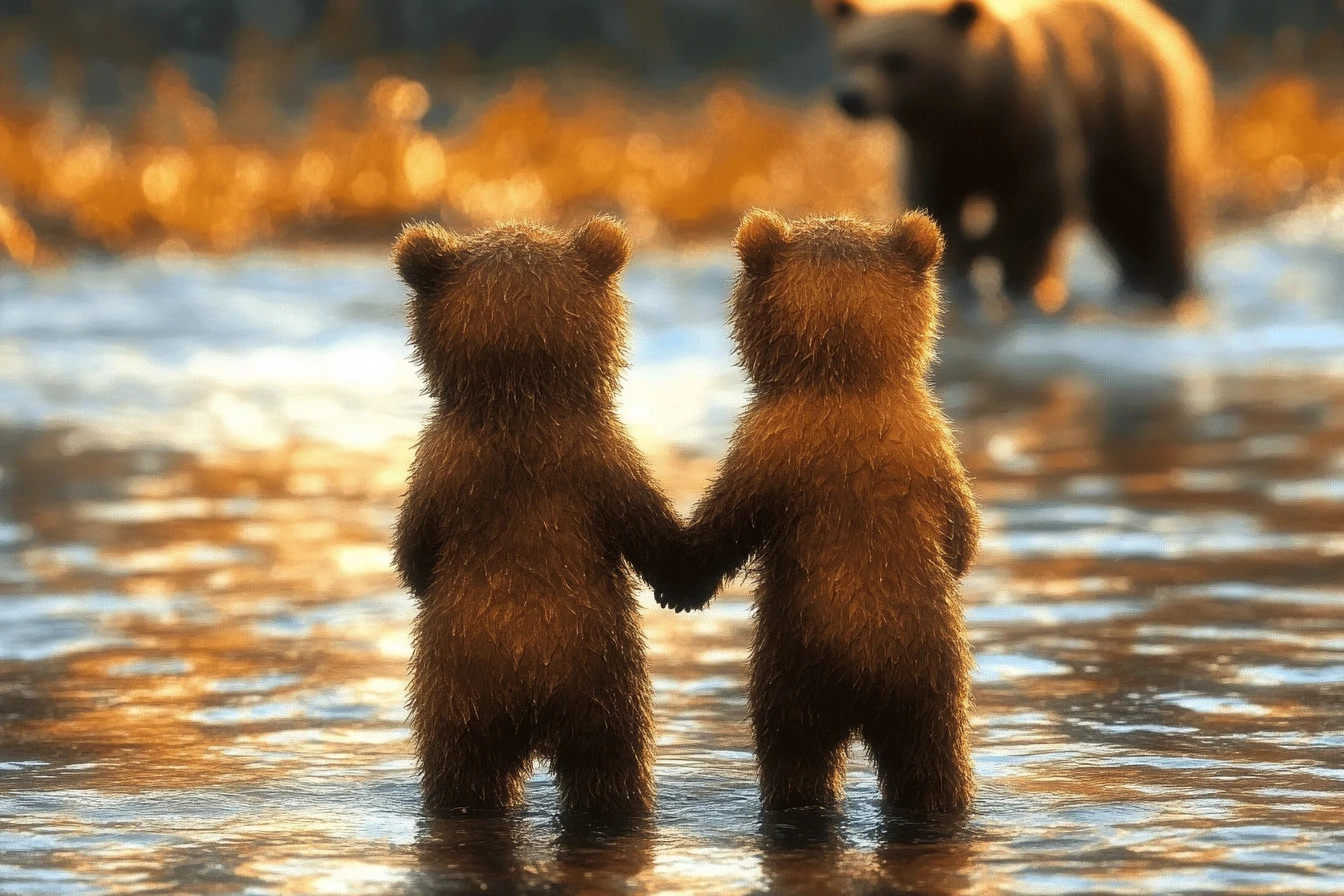 polar bear and cub​