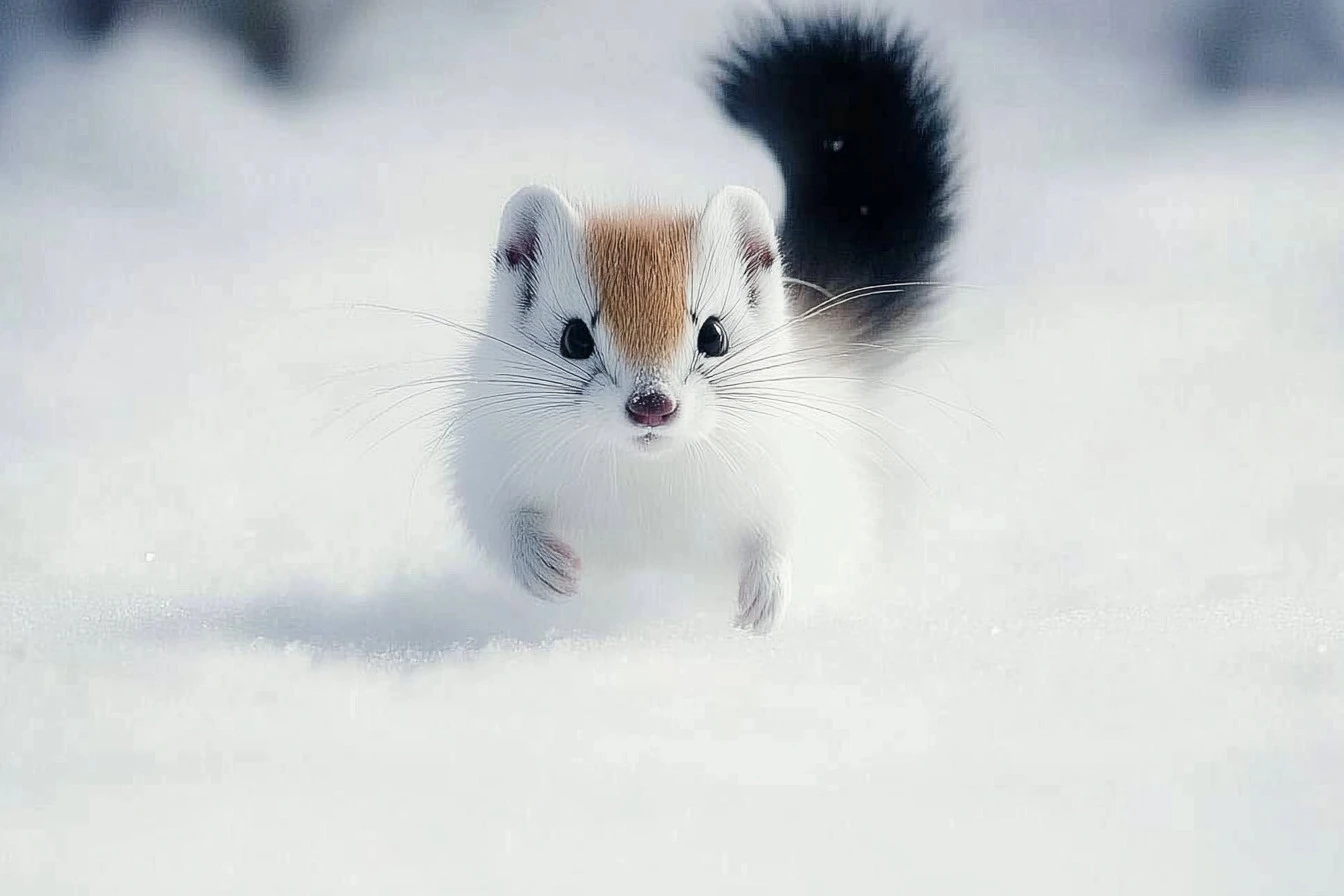 stoat in the snow​