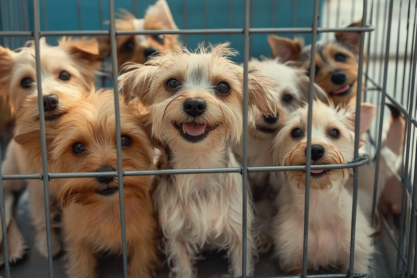 dog in the cage​